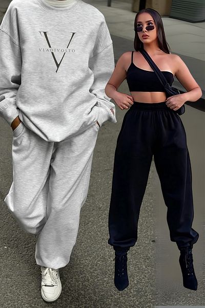 vladivosto Summer Non-Fading Fabric Extra Loose Black Gray Elastic Leg Large Size Baggy Oversize Sweatpants