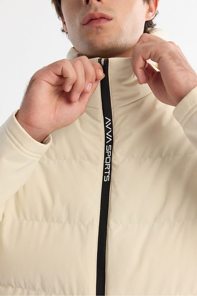 Avva Men's Ecru Hooded Windproof Puffer Vest Thin Coat A42Y6100