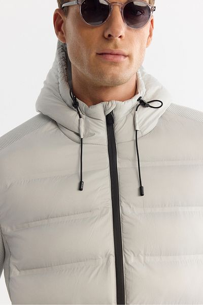 Avva Men's Gray Hooded Water Repellent Windproof Coat A42Y6155