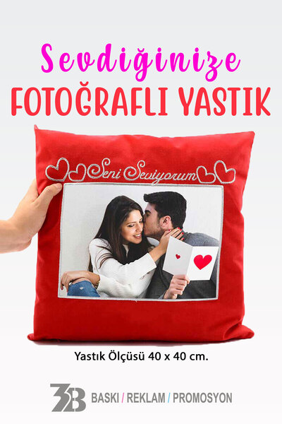 3B BASKI REKLAM PROMOSYON KİŞİYE ÖZEL FOTOĞRAF BASKILI KADİFE KARE YASTIK-SEN...