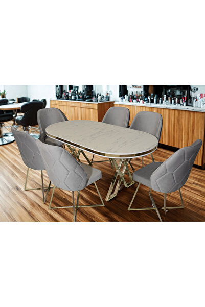 ÜNALMIŞ SALON VE MUTFAK YEMEK MASASI TAKIMI 90X170 ( MASA VE 6 SANDALYE )