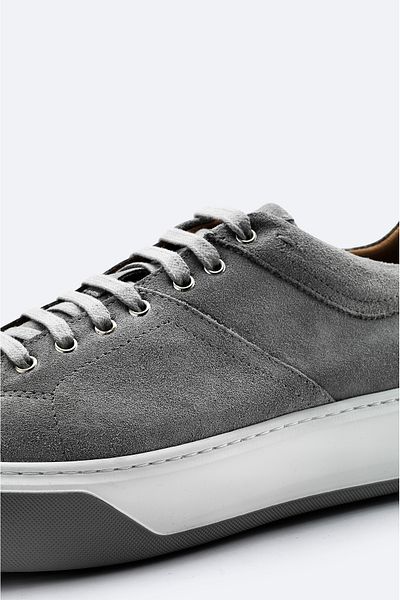 Avva Men's Gray 100% Leather Laced Flexible Sole Casual Shoes A42Y8000