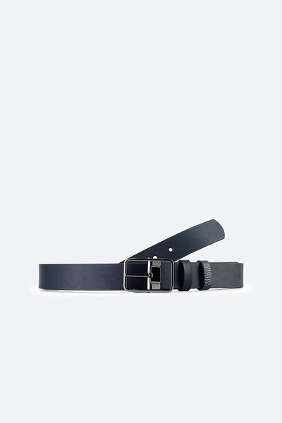 Avva Men's Navy Blue Double Sided 100% Leather Belt A42Y9310