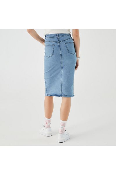 Lacoste Women's Slim Fit Blue Denim Skirt