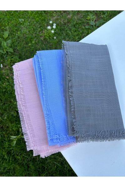 Sümeyye çeyiz 3 bucăți de scris evazat 100x100 cm pânză de bumbac (pudra/ albastru baby/ afumat)