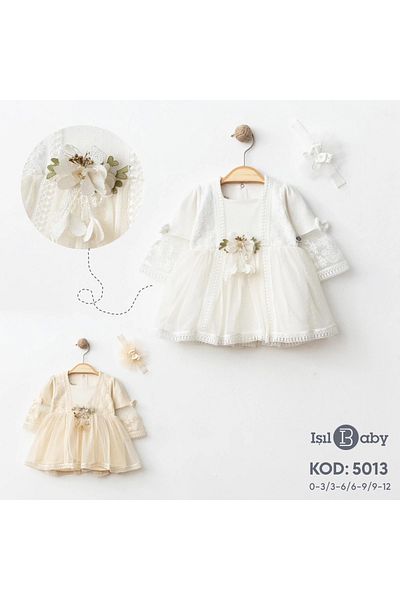 For My Baby Işıl Baby- Baby Girl Dress Tulle Laced Floral Special Day, Party, Mevlüt Dress Baby Wedding Dress