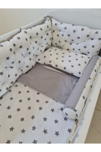 yasetex tasarım طقم حماية جانبية للسرير مقاس 80 × 140 مكون من 4 قطع - 100% قطن - قابل للغسل