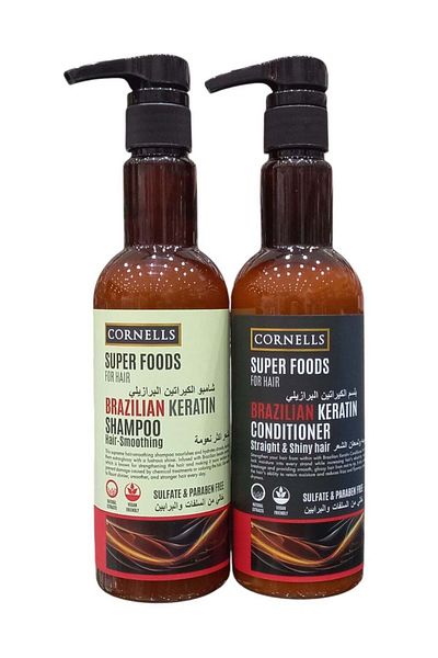 Cornells Cornell's Shampoo 500ml and Conditioner 500ml - Brazilian Keratin for Smoother Hair, Sulfate and Par