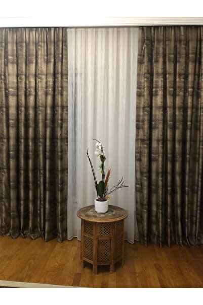 Brillant GOLD SİYAH KAHVE FON PERDE