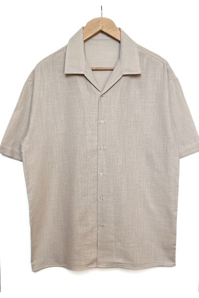 MİRMARONİ New Season Plus Size Oversize Cotton Linen Summer Short-Sleeved Shirt