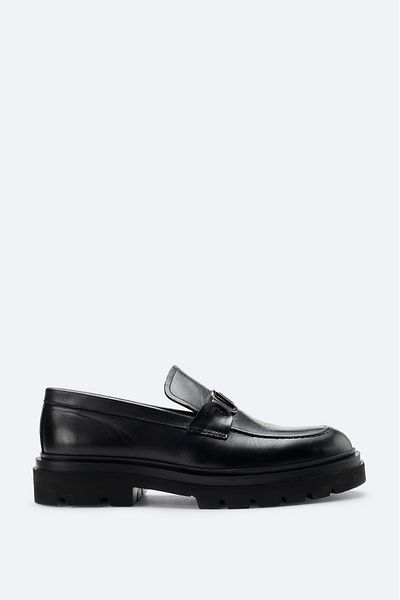 Avva Men's Black 100% Leather Flexible Sole Classic Shoes A42Y8015