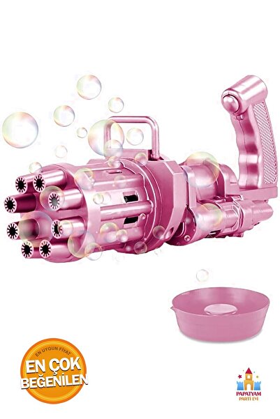 PapatyamPartiEvi Pilli Pembe Bubble Gun: Üfleyerek Baloncuklar Patlatın!