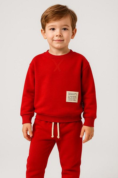Bubito Seasonal Cotton Baby & Kids 2-Piece Top and Bottom Set with Style Label - Red