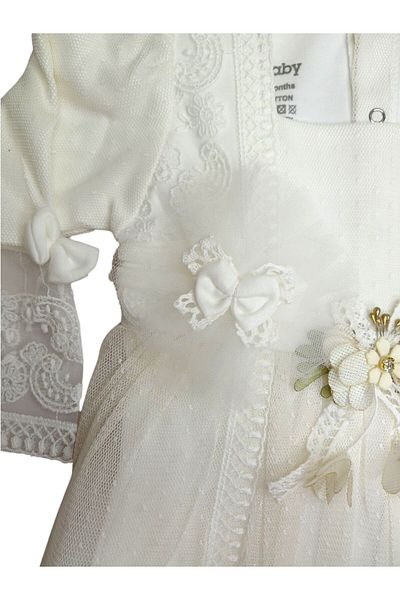 For My Baby Işıl Baby- Baby Girl Dress Tulle Laced Floral Special Day, Party, Mevlüt Dress Baby Wedding Dress