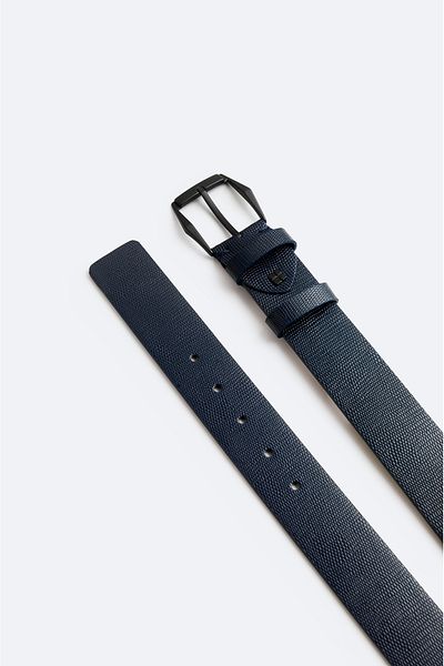 Avva Men's Navy Blue 100% Leather Textured Belt A42Y9309