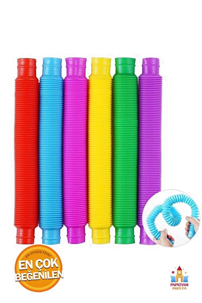 PapatyamPartiEvi Pop Tube Duyusal Strec Esnek Boru Oyuncak Zihinsel Eğitici O...