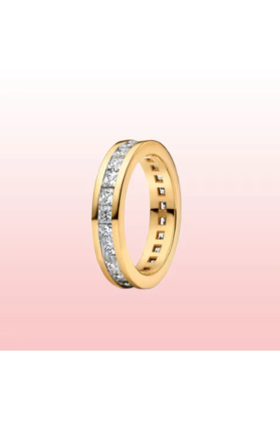 Lovecharm Gümüş Gold Renk Tamtur Kanallı Yüzük