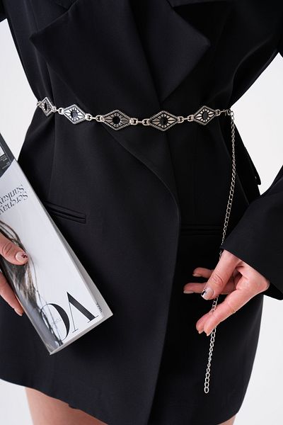 lovebox Silver Metal Chain Geometric Buckle Belt 7150