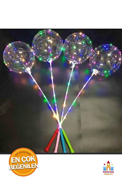 PapatyamPartiEvi Led Işıklı Şeffaf Balon Seti - Partiler İçin Göz Alıcı Atmosfer Yaratın