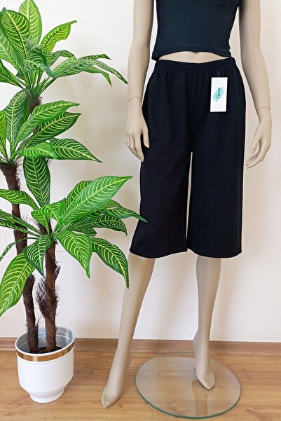 VİP BERA TEKSTİL Kadın-Erkek Düz Kesim Yumuşak Dokulu Bol Paçalı Bermuda Alt