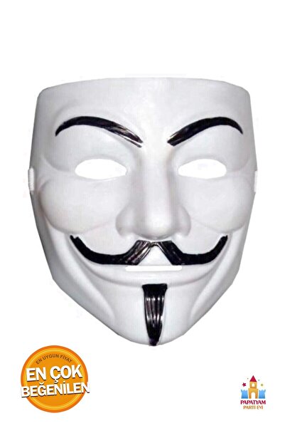 PapatyamPartiEvi V For Vendetta Maskesi Beyaz Renk Yılbaşı Halloween Anonymous Cadılar Bayramı Maskesi 3 Adet