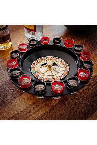 MRShopping Mr Large Size 16 Shot Glass Roulette Game Fun Party Game Set