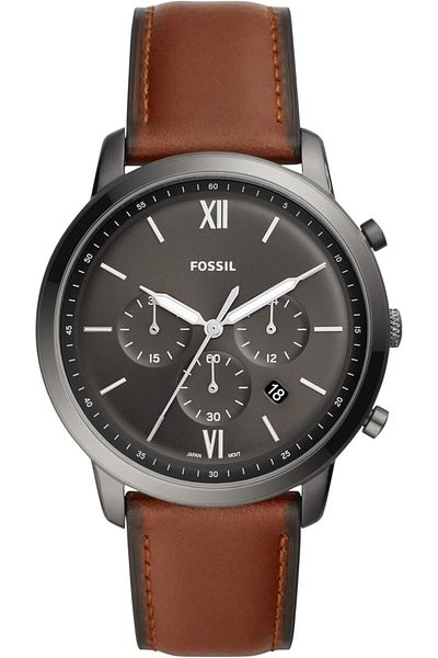 Fossil ساعة رجالية نيوترا كرونوغراف، ستانلس ستيل بلون دخاني، FS5512