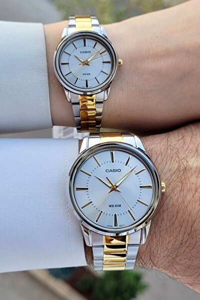 Casio Altın Metalik Renk 2 Yıl Garantili Sevgili Çift İki Kol Saati