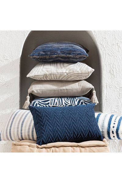 Mudo Home Alba Striped Throw Pillow Navy Blue 30X50
