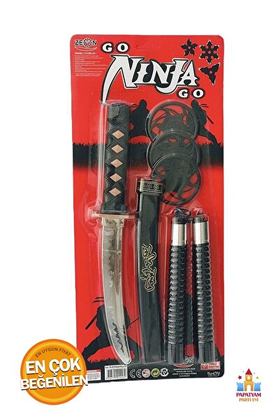 PapatyamPartiEvi Ninja Samuray Kılıç ve Mınçıka Seti - 6 Parça Ninja Oyuncak ...