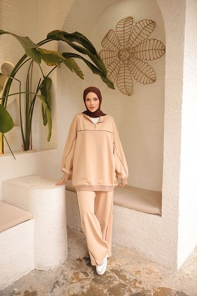 MİMİ Luxury Wear Σετ φόρμας Hijab με φερμουάρ - Διπλός γιακάς