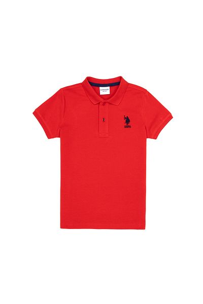 U.S. Polo Assn. Tricou roșu de bază cu gât polo pentru băiat 50262958 -VR030
