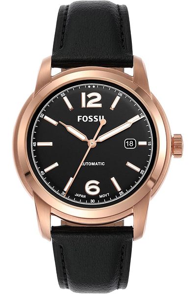 Fossil Men Leather Heritage Analog Black Dial Watch-Me3222, Band Color-Black
