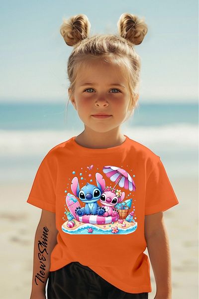 New Shine TRIOC OVERSIZE IMPRIMAT IMPRIMAT PENTRU COPII CU STITCH ȘI ÎNGER DE SĂRĂ
