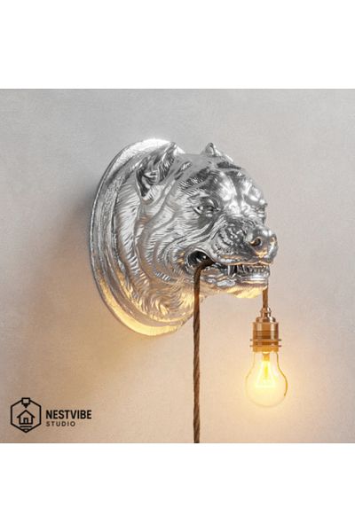 DREAM MODE Decorative Pitbull Headed Stylish and Modern Wall Lamp Nestvi̇be Special Series (Ampul)