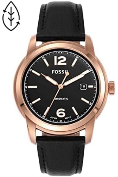 Fossil Men Leather Heritage Analog Black Dial Watch-Me3222, Band Color-Black