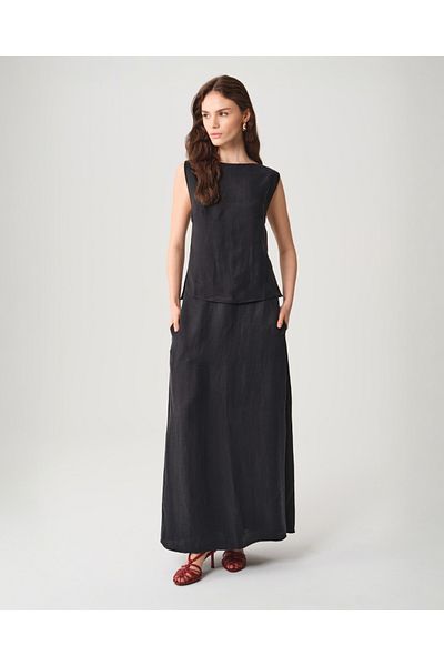 Towdoo Rose Linen Cupro Long Skirt