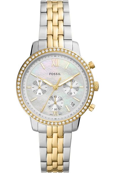 Fossil Neutra Analog Women's Watch ES5216 (Mother of Pearl Dial Gold Colored Strap)