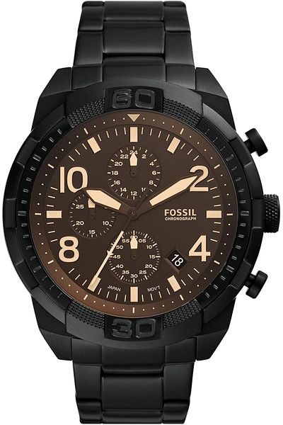 Fossil Men's Bronson Quartz Stainless Steel Chronograph Watch, Color: Black (Model: FS5876)