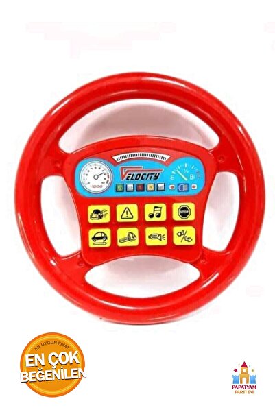 PapatyamPartiEvi Pilli Müzikli Direksiyon Oyuncak Araba Simülatörü - Eğlencel...