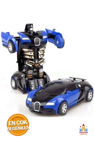 PapatyamPartiEvi Robot Araba - 2'li Bugatti Modeli Oyuncak Araç Seti, Otomati...