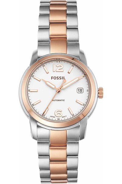 Fossil Heritage Automatic Silver Dial Two-Tone Unisex Watch ME3227