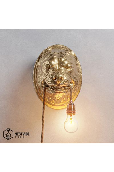 DREAM MODE Decorative Pitbull Headed Stylish and Modern Wall Lamp Nestvi̇be Special Series (Ampul)