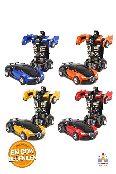 PapatyamPartiEvi Robot Çek Bırak Araba - Kendinden Robota Dönüşebilen Tek Adet Araç