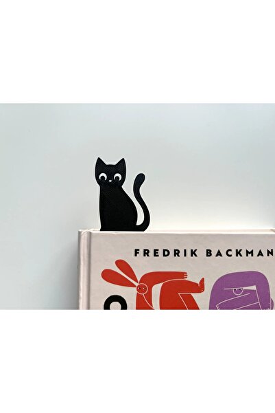 Filkorium3D Kedi Silüeti Kitap Ayracı - Esnek Kitap Ayracı - Oturan Kedi - Se...