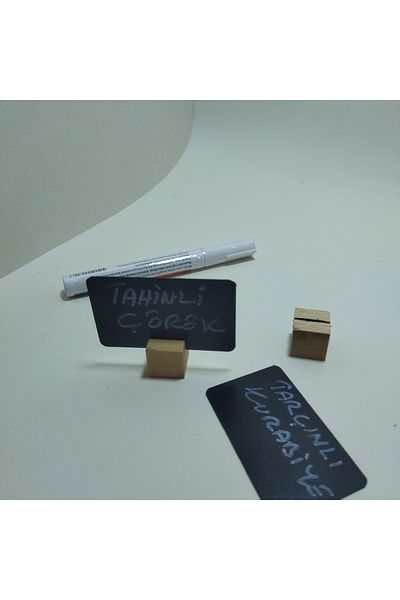 ETİKETLİK FİYATLIK Cube Wooden Base Cleanable Black Label Price Holder 20Pcs;