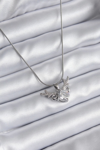 Clariss 316l الصلب الفضة اللون الزركون حجر القرن نموذج قلادة المرأة