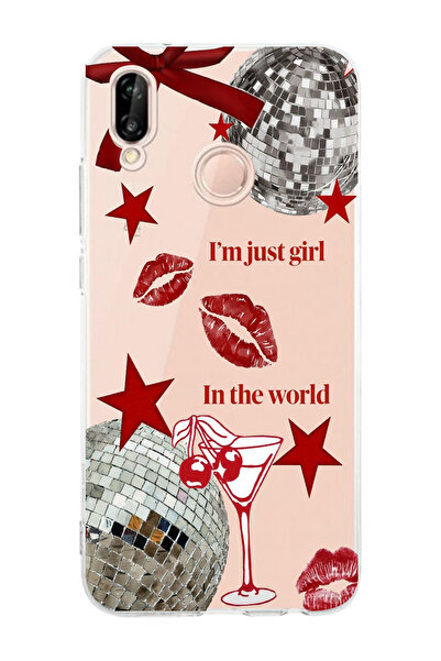 moonset Huawei P20 Lite Uyumlu Im Just Girl Tasarımlı Baskılı Şeffaf Telefon ...