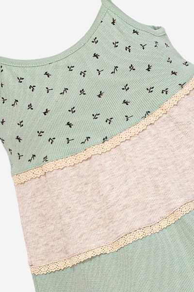 Divonette Flower Patterned Strap Girl Dress-Children's Clothing