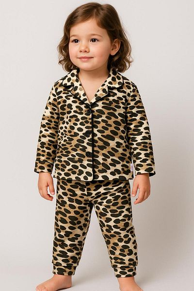 Bubito Leopard Print Baby Girl's Bottom Top 2-Piece Pajamas Set-Multicolor